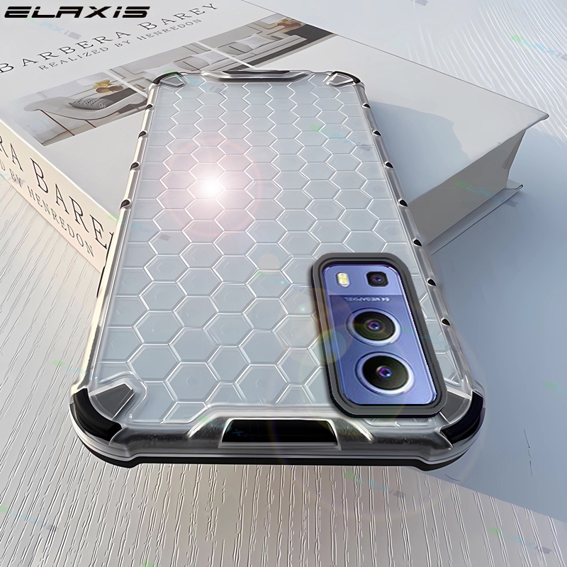 Elaxis สําหรับ VIVO Y72 5G/Y52 5G เคสโทรศัพท์หรูหรา Cooling Armor รังผึ้ง Hard อะคริลิคโปร่งแสงปกหลัง ES021