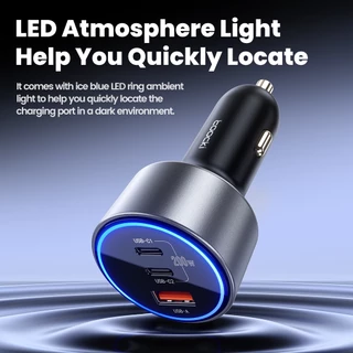 Toocki 200W อลูมิเนียม Car Charger 2USB C + 1USB Quick Charge 4.0 PD 100W Fast Charging USB C รถชาร์จโทรศัพท์
