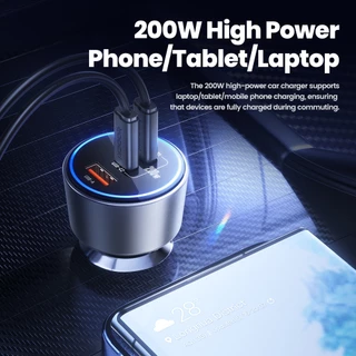 Toocki 200W อลูมิเนียม Car Charger 2USB C + 1USB Quick Charge 4.0 PD 100W Fast Charging USB C รถชาร์จโทรศัพท์