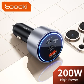 Toocki 200W อลูมิเนียม Car Charger 2USB C + 1USB Quick Charge 4.0 PD 100W Fast Charging USB C รถชาร์จโทรศัพท์