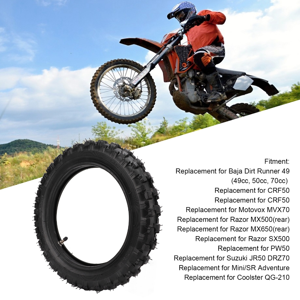 2.50‐ 10 นิ้ว Off Road ยางและเปลี่ยนยางในสําหรับ CRF50 Dirt Bike พร้อม Vavle ตรง