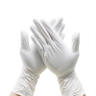 TQTQ ถุงมือสีขาว ไม่ปนเปื้อนในอาหาร ถุงมือยางธรรมชาติ รุ่นหนาพิเศษ และถุงมือทางการแพทย์ 100 ชิ้น