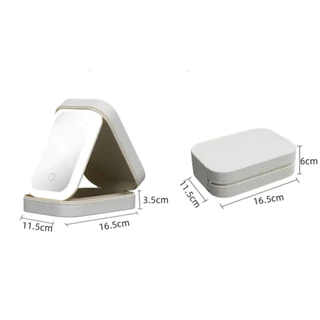 กระเป๋าเครื่องสำอางพรีเมี่ยมพร้อมไฟ LEDสามสีสามารถปรับได้ กระเป๋าเครื่องสำอางแบบพกพา อุปกรณ์แต่งหน้า