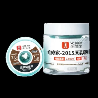 Ycs 2มม 2015 Desoldering Braid Solder Remover Wick BGA บัดกรีลวดดีบุกสายไฟ Flux Absorption Line Braid เทป 1.5M อุปกรณ์