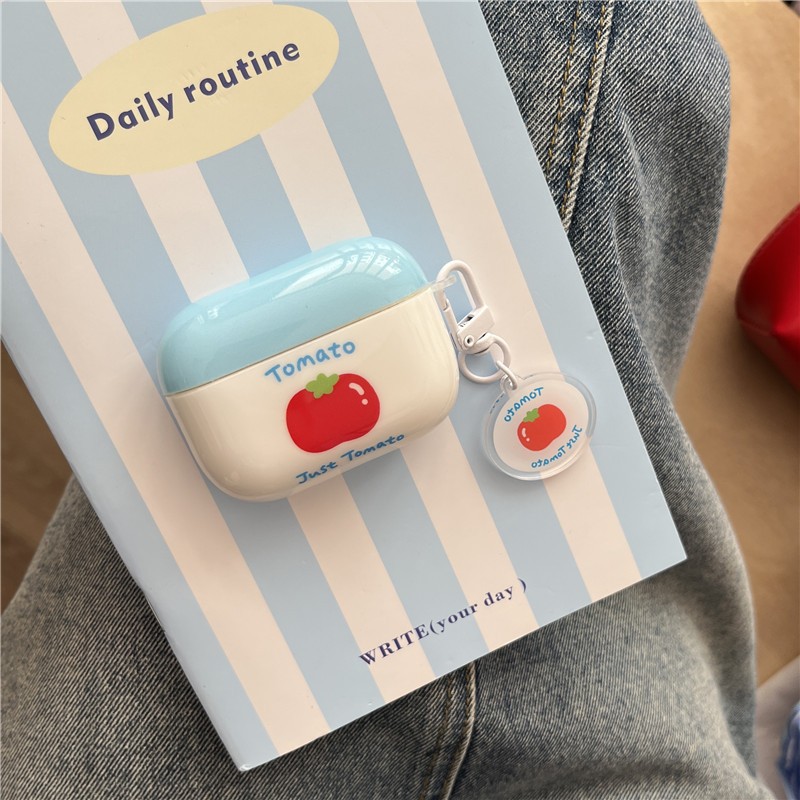 Air Pods 1/2nd Generation 3rd Generation Air Pods Pro Air Pods 3 รูปแบบมะเขือเทศวัสดุ TPU หูฟังไร้สายบลูทูธป้องกันกรณี