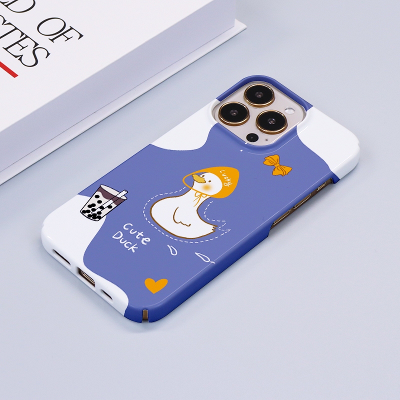 เป็ดน่ารักสําหรับiphone 15 14 13 12 11 Pro Max X XR Xs Max 8 7 6s Plus SE 2020 Brightก๋วยเตี๋ยวสี่ขนมปังป้องกันกล้องกันกระแทกฝาหลังเคสโทรศัพท์Doil