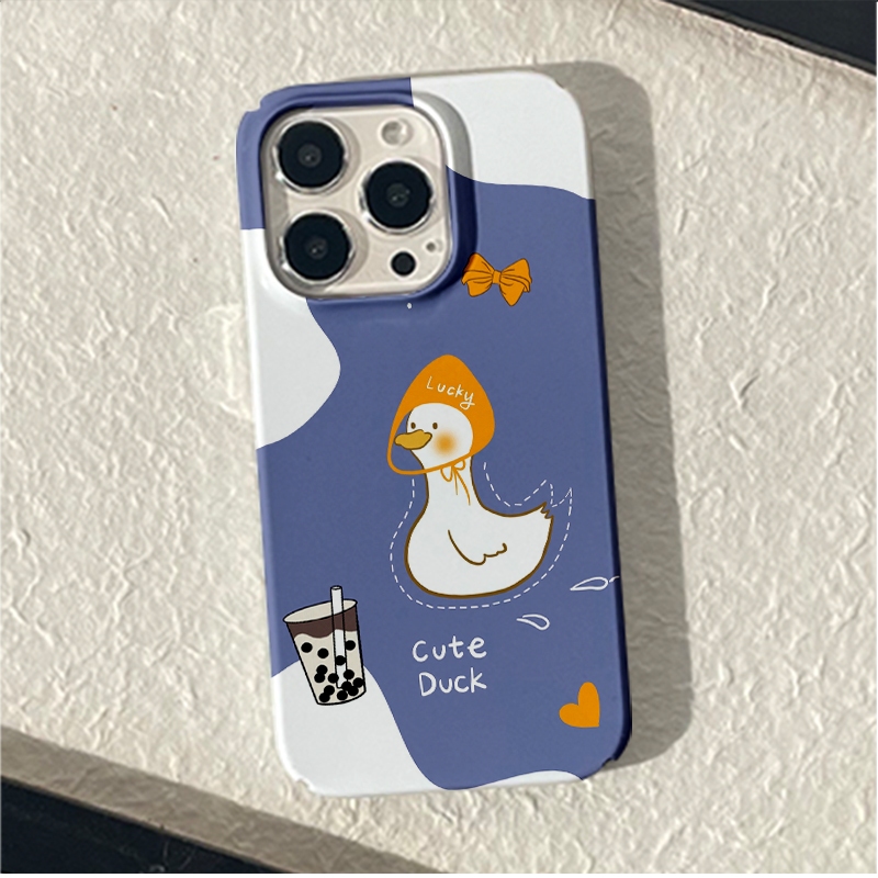 เป็ดน่ารักสําหรับiphone 15 14 13 12 11 Pro Max X XR Xs Max 8 7 6s Plus SE 2020 Brightก๋วยเตี๋ยวสี่ขนมปังป้องกันกล้องกันกระแทกฝาหลังเคสโทรศัพท์Doil