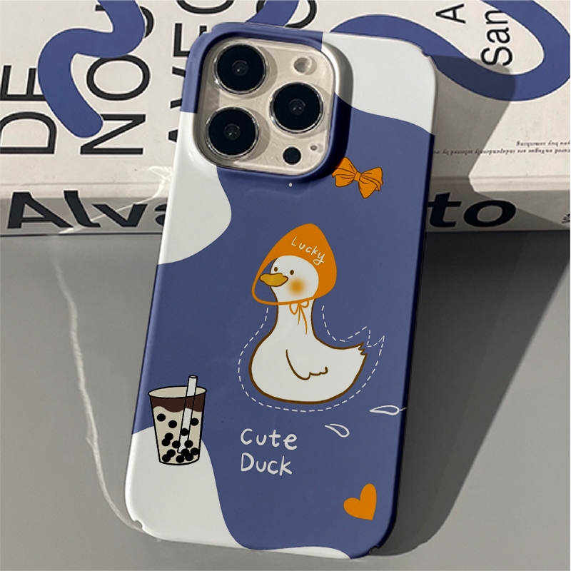 เป็ดน่ารักสําหรับiphone 15 14 13 12 11 Pro Max X XR Xs Max 8 7 6s Plus SE 2020 Brightก๋วยเตี๋ยวสี่ขนมปังป้องกันกล้องกันกระแทกฝาหลังเคสโทรศัพท์Doil