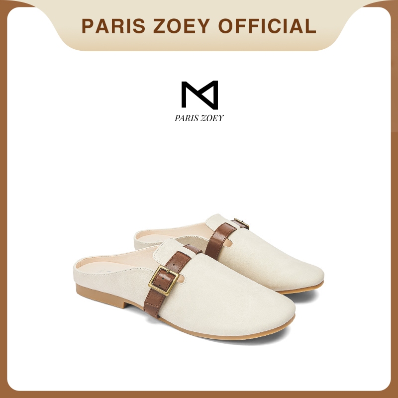 Paris Zoey รองเท้า BUCKEN สุภาพสตรีรองเท้าแตะกลางแจ้งรองเท้าแบนเรียบง่ายสบาย ๆ
