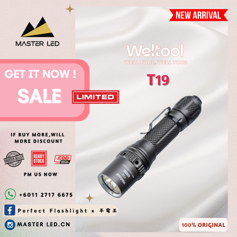 ไฟฉายที่สมบูรณ์แบบ Weltool T19"The Rash" ไฟฉาย, 2050 ลูเมน,90CRI, 5000K