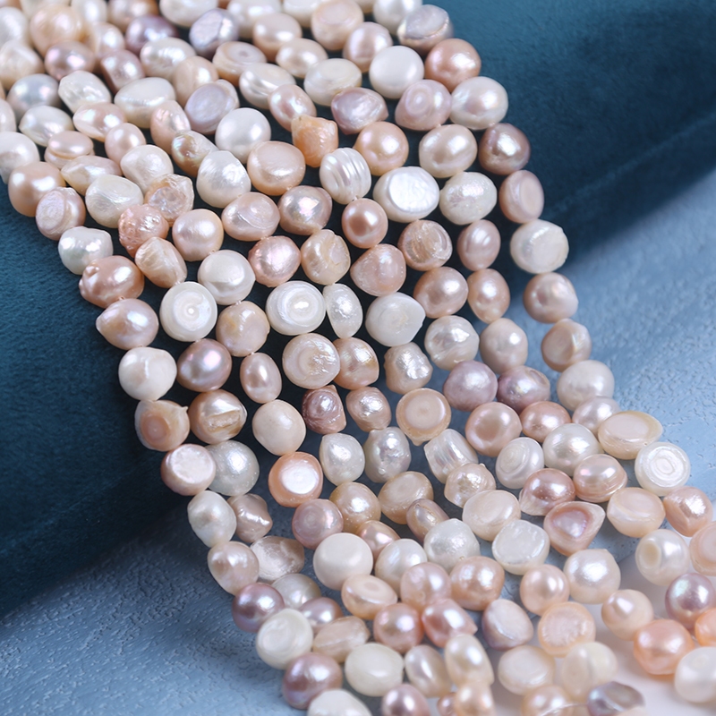 18 ซม. 8-9 มม. สีผสมไข่มุกน้ําจืดธรรมชาติ พิสดาร สําหรับทําเครื่องประดับ