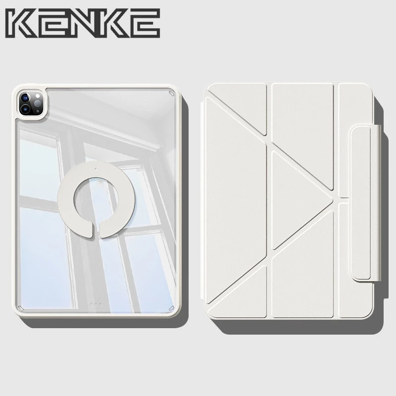 Kenke เคส iPad Y-พับเคสแม่เหล็กที่ถอดออกได้สำหรับ iPad 2026 M4 Air Pro 11 นิ้ว 2025 M3 iPad Air 13 นิ้วเคสพับแบบยกและขาตั้ง เคสไอเเพด gen 10 เคสไอแพด gen 7 8 9 ipad 11 A16 Pro 12.9 pro 13 iPad Air 11 inch เคสไอแพด air 5 Air 4 (2020/2021/2022) ipad case