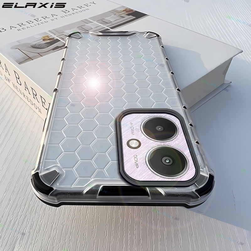Elaxis สําหรับ Redmi 13C 5G เคสโทรศัพท์หรูหรา Cooling Armor รังผึ้ง Hard อะคริลิคโปร่งแสงปกหลัง ES021