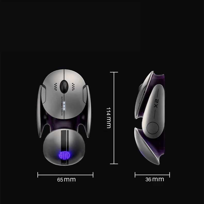 เมาส์ไร้สาย Inphic X2 สามโหมด 2.4G/BT 4.0/BT 5.0 อลูมิเนียมชาร์จไฟได้ thumbnail 9