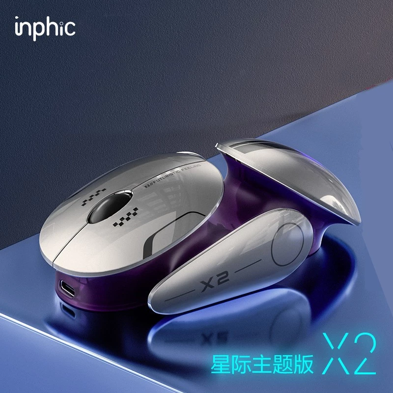 เมาส์ไร้สาย Inphic X2 สามโหมด 2.4G/BT 4.0/BT 5.0 อลูมิเนียมชาร์จไฟได้ thumbnail 6