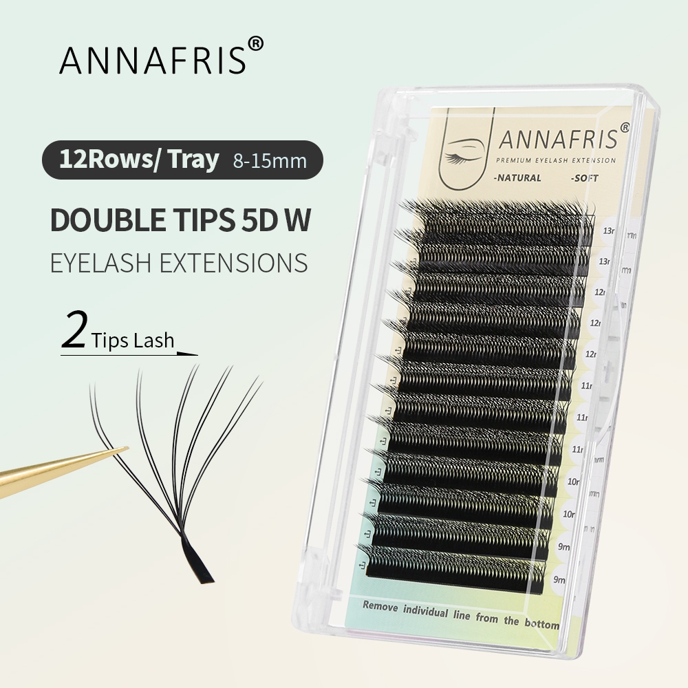 Annafris 3D 4D 5D W Eyelash Extensions 2Tips 5D W Shape Lashes Premade Volume Easy Fan Natural Soft False Lash