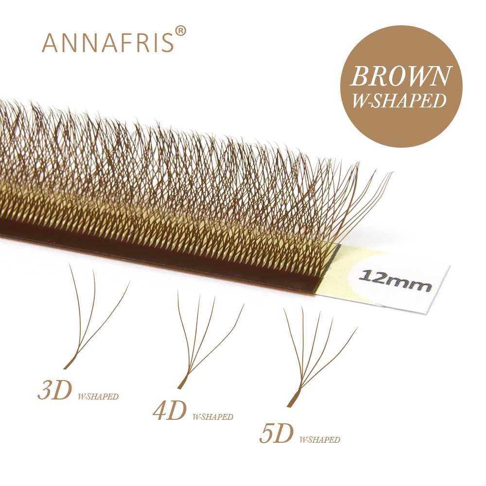 Annafris สีน้ําตาล W รูปร่าง Lash Extensions 2D 3D 4D 5D YY Lash Bloom อัตโนมัติดอก Premade แฟนธรรมชาตินุ่มขนตาส่วนบุคคล