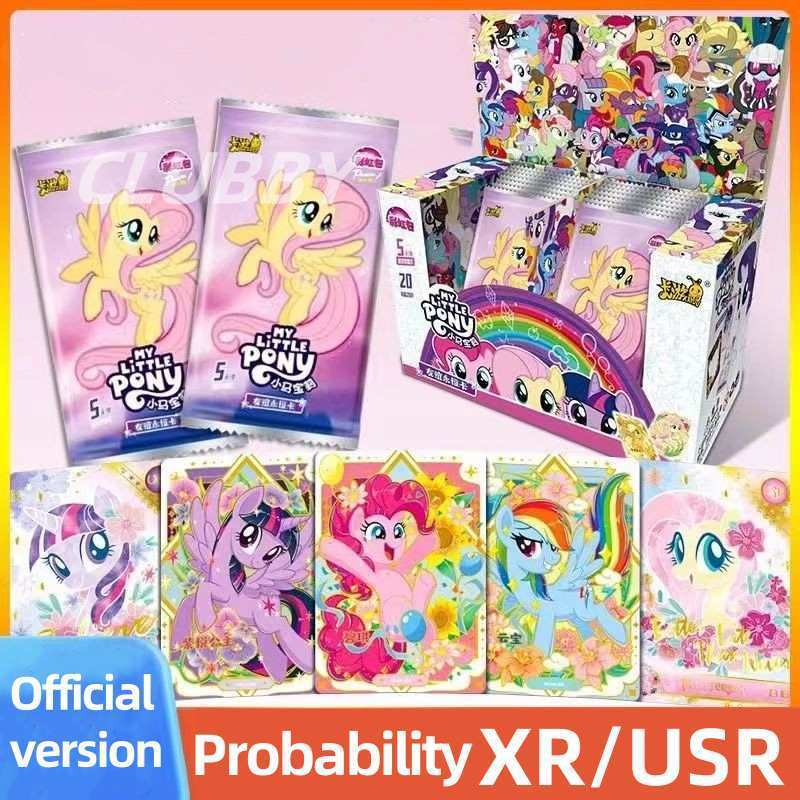การ์ด My Little Pony 100 ใบ ชุด彩รุ้งชุดที่ 3 Fluttershy/Pinkie Pie หายาก XR/USR/TGR สินค้ารอบๆ อนิเมะ