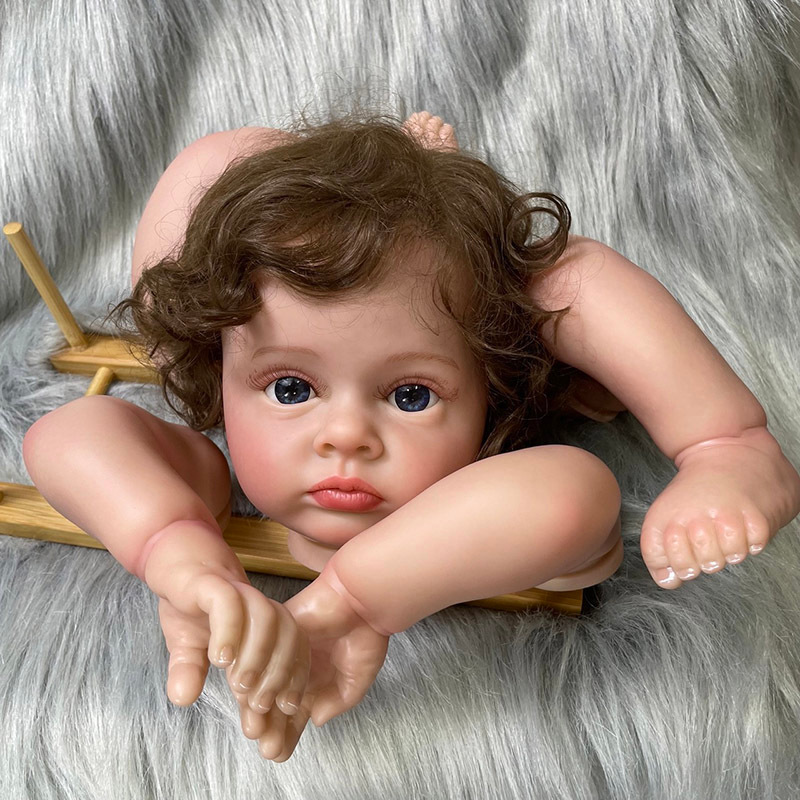 23 นิ้วแล้วทาสี Reborn ตุ๊กตาชุด Tutti Soft Vinly Reborn ชุดตุ๊กตาเด็กรากผมหยิก 3D ภาพวาดผิวหลอดเลือดดําที่มองเห็นได้ด้วยผ้า Body และ Eye Reborn ตุ๊กตาอะไหล่