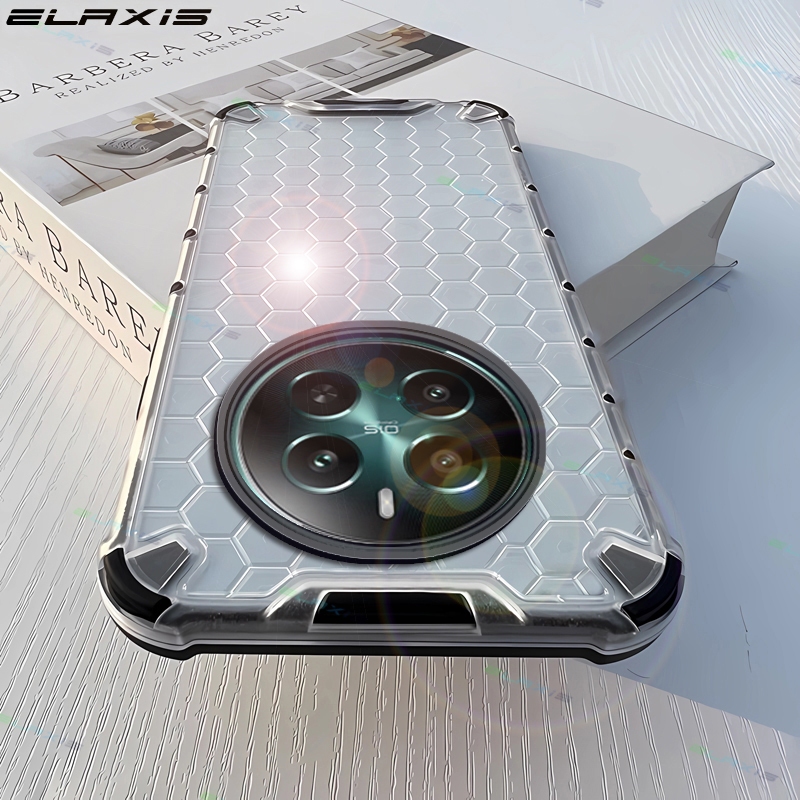 Elaxis สําหรับ Realme 12 + 5G เคสโทรศัพท์หรูหรา Cooling Armor รังผึ้ง Hard อะคริลิคโปร่งแสงปกหลัง ES021