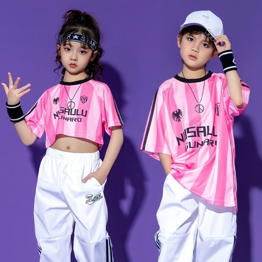 honeywears⚡️พร้อมส่ง⚡️เสื้อผ้าแขนสั้นเด็ก ลําลอง แฟชั่น เต้นรำ ฮิปฮอป สีสดใส ฤดูร้อน ไซส์ 110-150 - รูปที่ 3