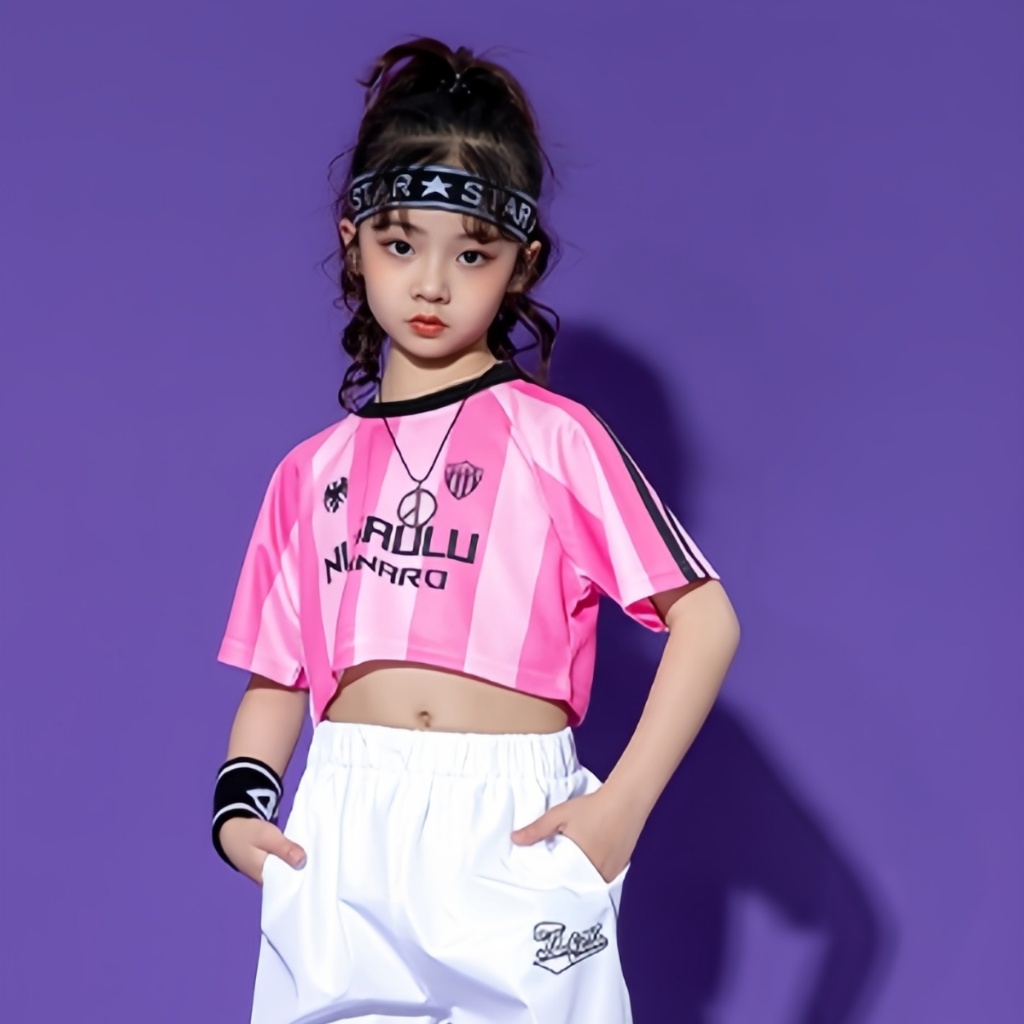 honeywears⚡️พร้อมส่ง⚡️เสื้อผ้าแขนสั้นเด็ก ลําลอง แฟชั่น เต้นรำ ฮิปฮอป สีสดใส ฤดูร้อน ไซส์ 110-150 - รูปที่ 7