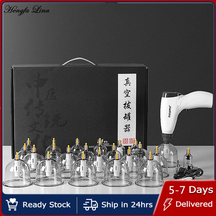 Hengfa Lina 24 กระป๋องสําหรับนวดสูญญากาศ Cupping ชุดยาจีนกายภาพบําบัดเซลลูไลท์ Body ถ้วย Cupping Therapy Heathly Care