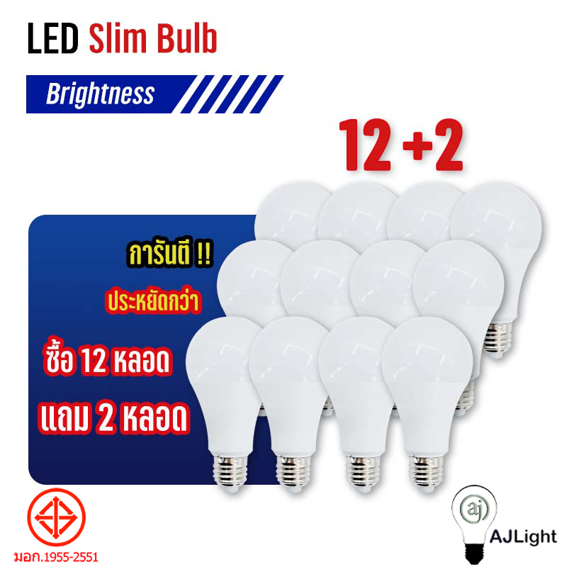 ยกโหล หลอดไฟLED บับSlimBulb light หลอดไฟ LED ใช้ไฟบ้าน สว่างนวลตา 5W 9W 12W 15W 18W 24W