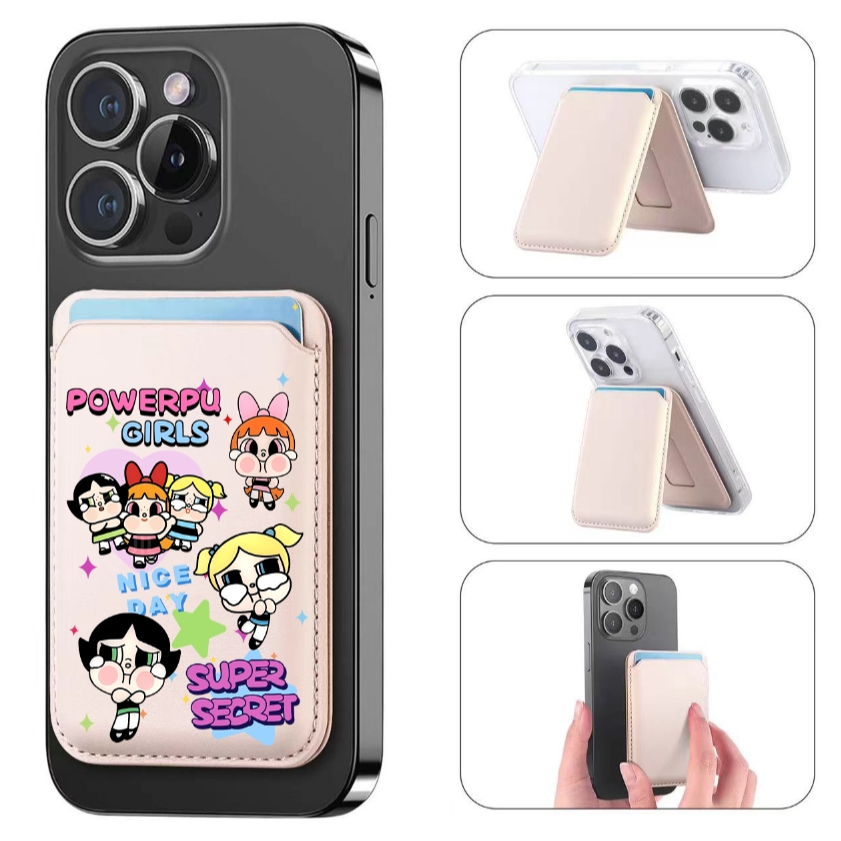 น้องสาวหญิงรูปแบบกระเป๋าสตางค์กระเป๋าซ่อนยืนสําหรับ ไอโฟน 16 15 14 13 12 11 มือโปร สูงสุด บวก หนังผู้ถือบัตรโทรศัพท์สําหรับกรณีกระเป๋าปก