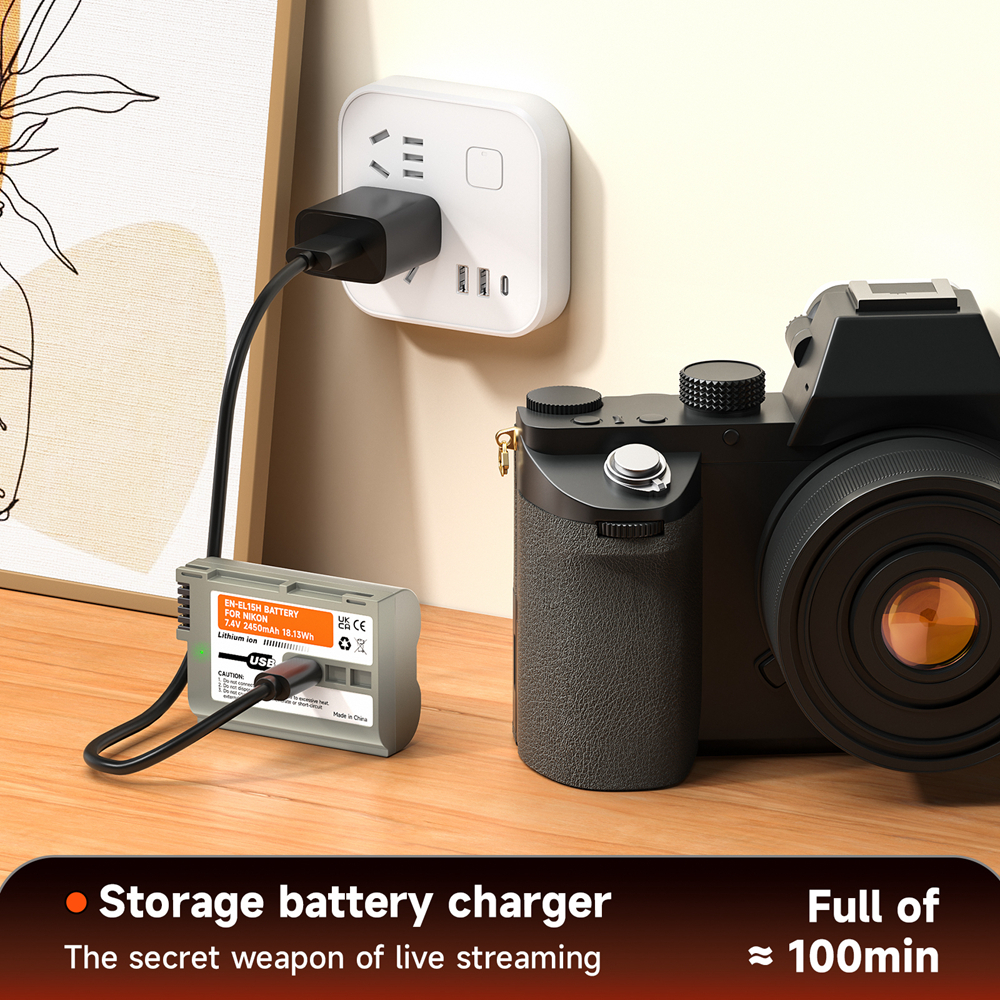 Palo EN-EL15 แบตเตอรี่ 2450mAh แบตเตอรี่ชาร์จ USB สําหรับ Nikon 1V1 Z6 Z7 D600 D700 D750 D800 D810 D850 D7000 D7500