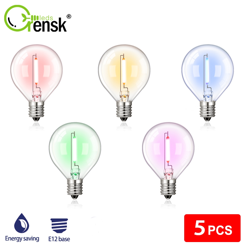 5pcs หลอดสี E12 หลอด led G40 1 วัตต์ หลอด Edison วินเทจ ไฟหลากสี ใช้ตกแต่งบ้าน ตกแต่งงาน ตกแต่งเชิงพาณิชย์ สวน