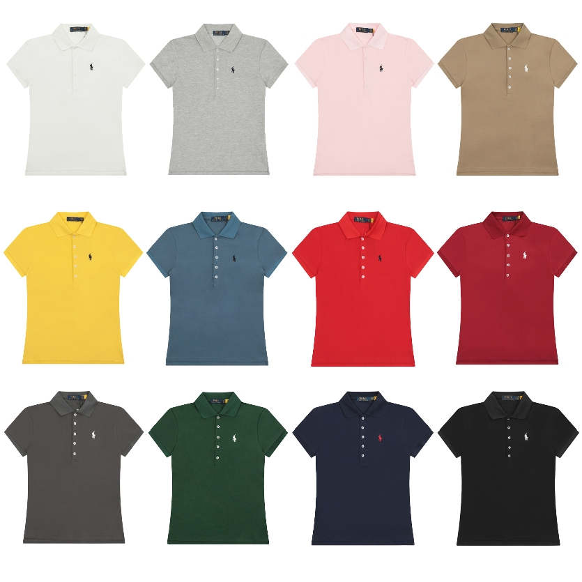 ❤️สต็อกพร้อม❤️- Classic Pony Basic Womens All-Match Slim-fit POLO Short-Sleeved Top Pure Cotton Casual Gener