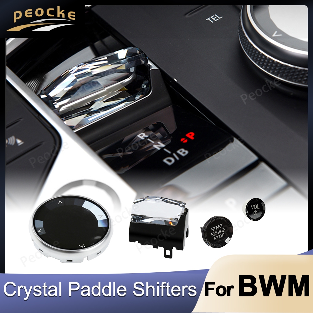 คริสตัลเกียร์ Paddle Shifter Lever Knob สําหรับ BMW G20 ix3 G08 G01 X5 G05 X6 G06 X7 G07 G12 G70 เกียร์ Paddle ฐานโลหะ 4 ชิ้นชุด 2023 2024 series