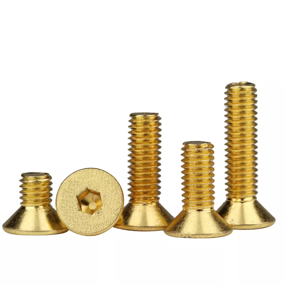 M2 M2.5 M3 M4 M5Countersunk / สกรูหัวแบน Allen Bolt Hex ไดรฟ์สูง Tensile ไทเทเนียมทอง Antirust Countersunk หัวแบนสกรูหกเหลี่ยม Allen Bolt สกรู
