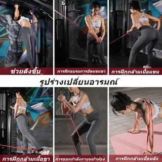 ยางยืดออกกำลังกาย แรงต้าน ยางออกกำลังกาย 5 ระดับ ยางดึงข้อ บริหารกล้ามเนื้อ โยคะ พิลาทิส ยืดออกกำลังกายแรงต้าน【มี 7 แรงต้าน 】
