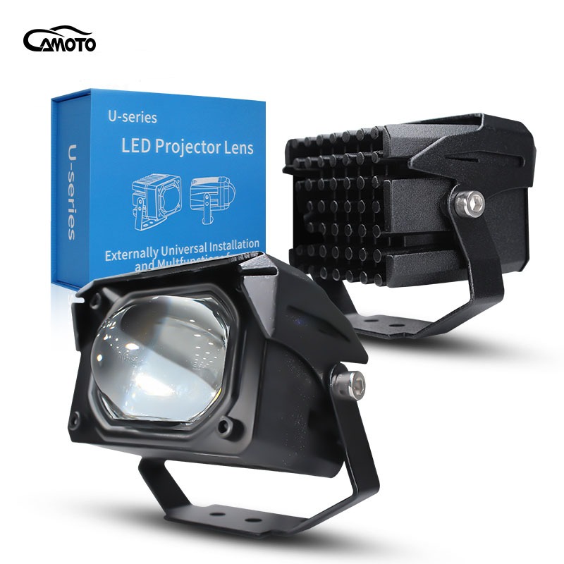 CAMOTO 2.0 นิ้ว Mini โปรเจคเตอร์เลนส์ Bi LED หมอกชิป CSP สีขาวสีเหลือง LED ไฟหน้า 3000K รถอุปกรณ์เสริม