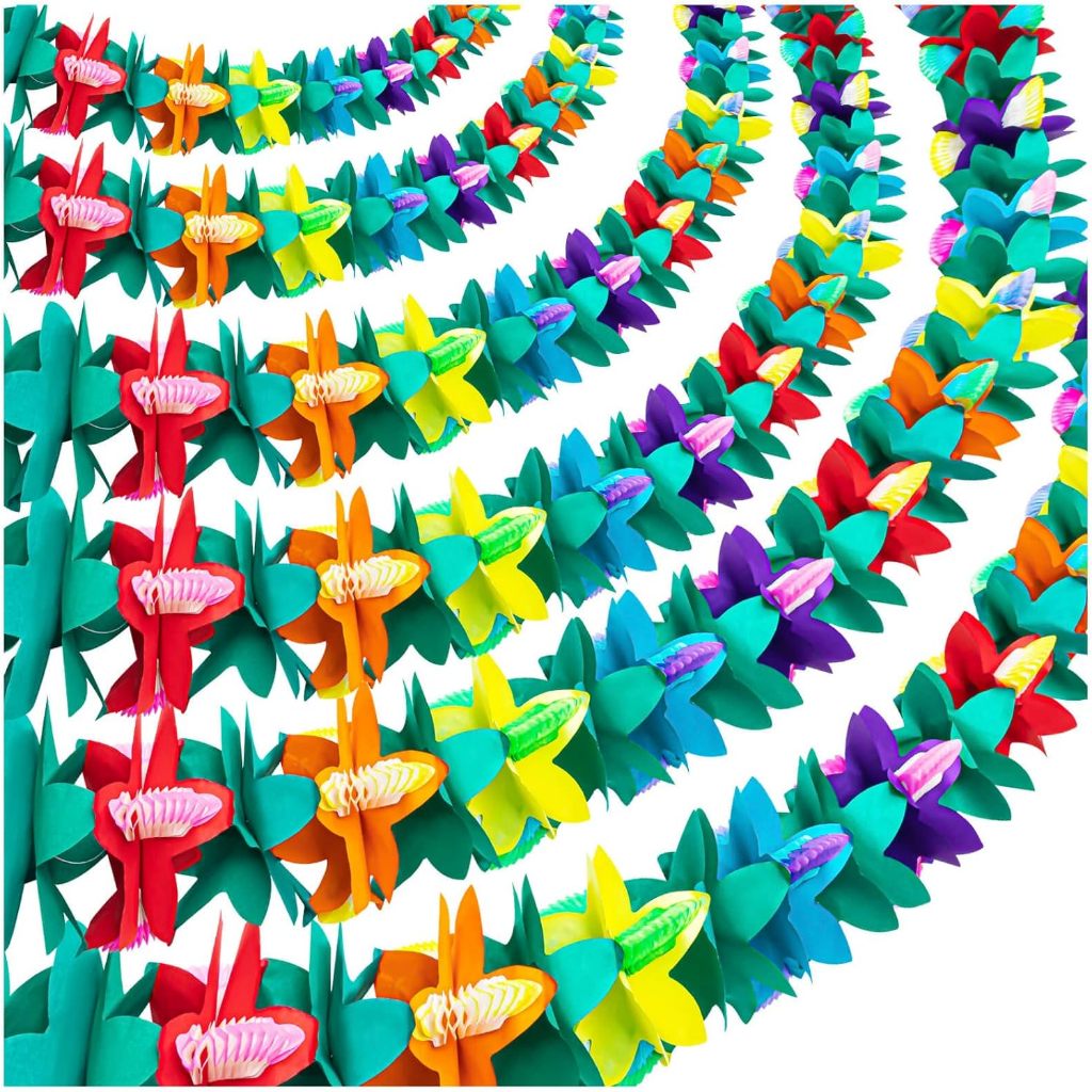 1pcx3m Hawaiian Luauฤดูร้อนTiki Bar Tropical Party Decor Tropical Island Beach Suppliesเนื้อเยื่อสีดอกไม้พวงมาลัยยาวTrop