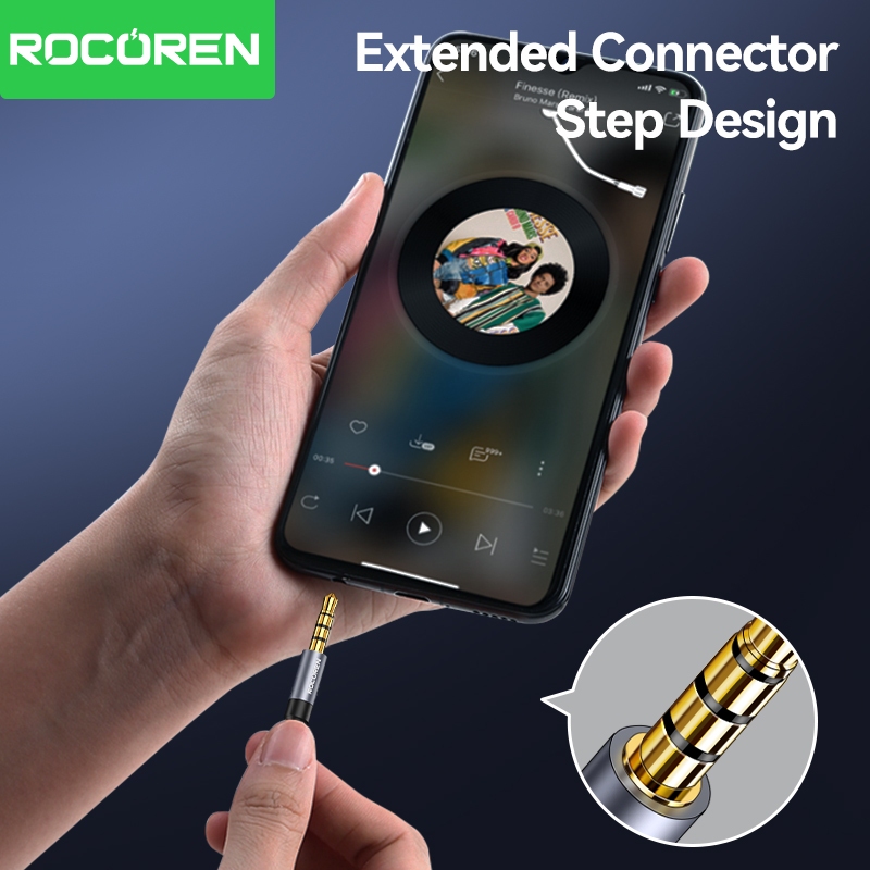 Rcoren สายสัญญาณเสียงไฮไฟ 3.5 มม. 2 IN 1 ชาย 2 พอร์ตหญิง Aux อะแดปเตอร์สายไมค์เสียง Y Splitter ลวดผ้าถักแจ็คเก็ตชุดหูฟังสําหรับ PC