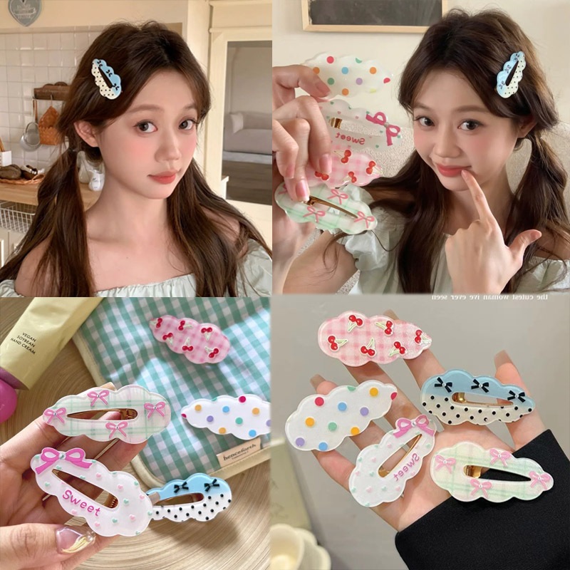 🔥XINYIA🔥กิ๊บติดผมน่ารักลายจุดกุทัณฑ์ลายสก๊อตเมฆกิ๊บสไตล์เกาหลีหวานแฟชั่นข้างคลิปสําหรับนักเรียนหญิงใหม่