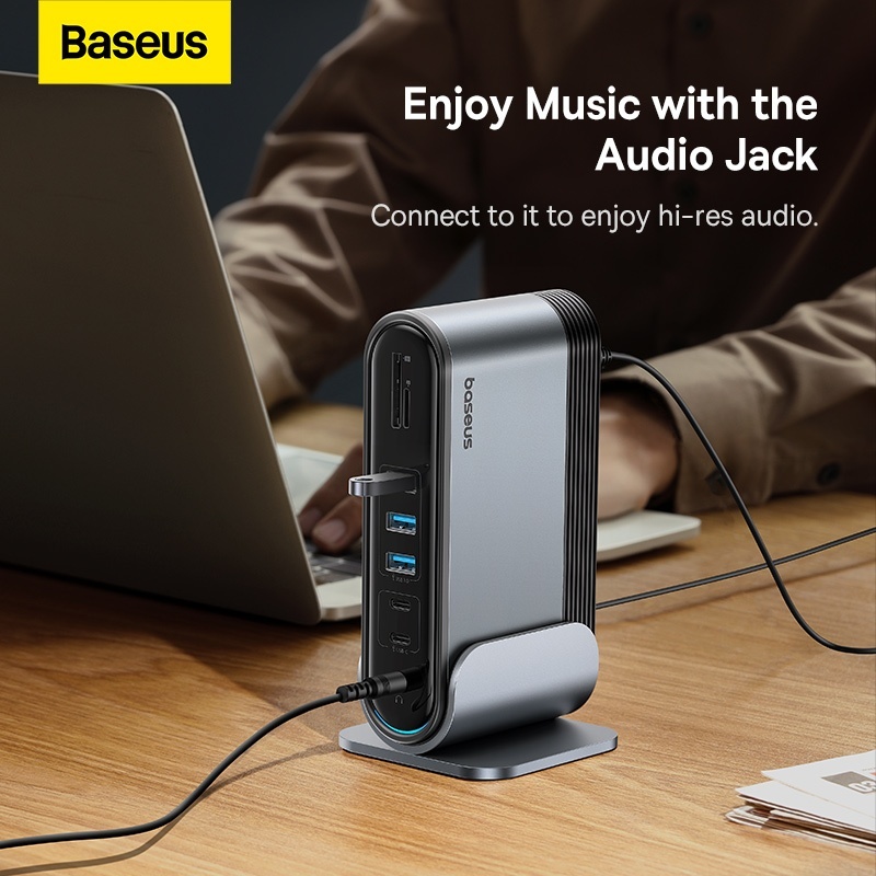 Baseus 17 in 1 USB C HUB ประเภท C ถึง Multi HDMI USB 3.0 พร้อม Power Adapter Docking Station สําหรับ