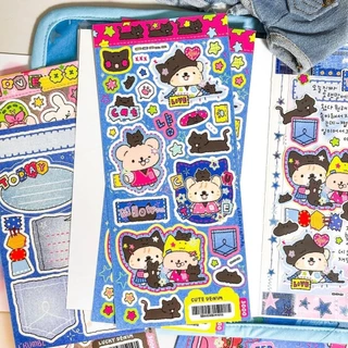 น่ารักการ์ตูนหมีสติ๊กเกอร์เกาหลีกันน้ําคู่มือวางแผนโน๊ตบุ๊คสมุดภาพสติ๊กเกอร์ตกแต่ง