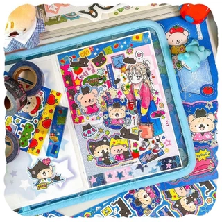 น่ารักการ์ตูนหมีสติ๊กเกอร์เกาหลีกันน้ําคู่มือวางแผนโน๊ตบุ๊คสมุดภาพสติ๊กเกอร์ตกแต่ง
