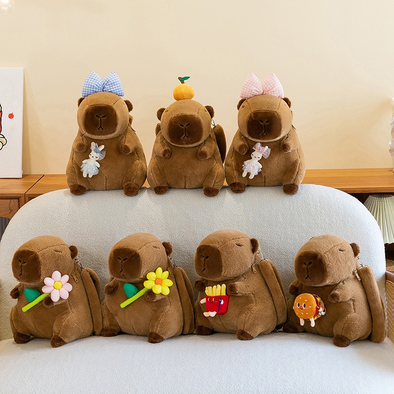 Capybara bag กระเป๋าเป้สะพายหลังตุ๊กตา, การ์ตูน กระเป๋าเป้สะพายหลังการ์ตูน, สัตว์น่ารักตุ๊กตา Capybara ไหล่เดี่ยวกระเป๋าสะพายข้างกระเป๋าถือนุ่ม Capybara ตุ๊กตา