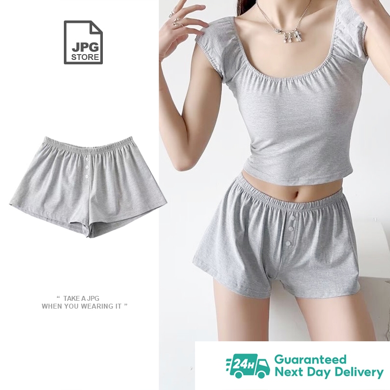 JPG STORE กางเกงขาสั้นใส่อยู่บ้าน สีทึบ ผ้ายืดนุ่ม ใส่สบาย เรียบง่าย ขั้นพื้นฐาน สําหรับผู้หญิง