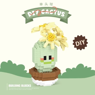 ชุดกระบองเพชรน่ารัก DIY บล็อกตัวต่ออนุภาคขนาดเล็ก ของเล่นของขวัญวันเกิด