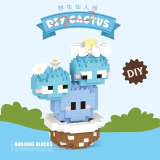 ชุดกระบองเพชรน่ารัก DIY บล็อกตัวต่ออนุภาคขนาดเล็ก ของเล่นของขวัญวันเกิด