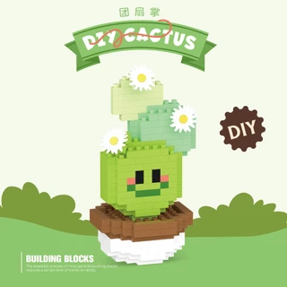 ชุดกระบองเพชรน่ารัก DIY บล็อกตัวต่ออนุภาคขนาดเล็ก ของเล่นของขวัญวันเกิด