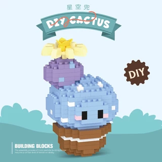 ชุดกระบองเพชรน่ารัก DIY บล็อกตัวต่ออนุภาคขนาดเล็ก ของเล่นของขวัญวันเกิด