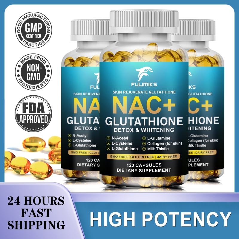 Nac+ Glutathione Capsules ผิวกระจ่างใส, ข้อต่อ & Hair Anti-Aging Acne Scars - Dark Spot Cell Repair & Cleanse Detox