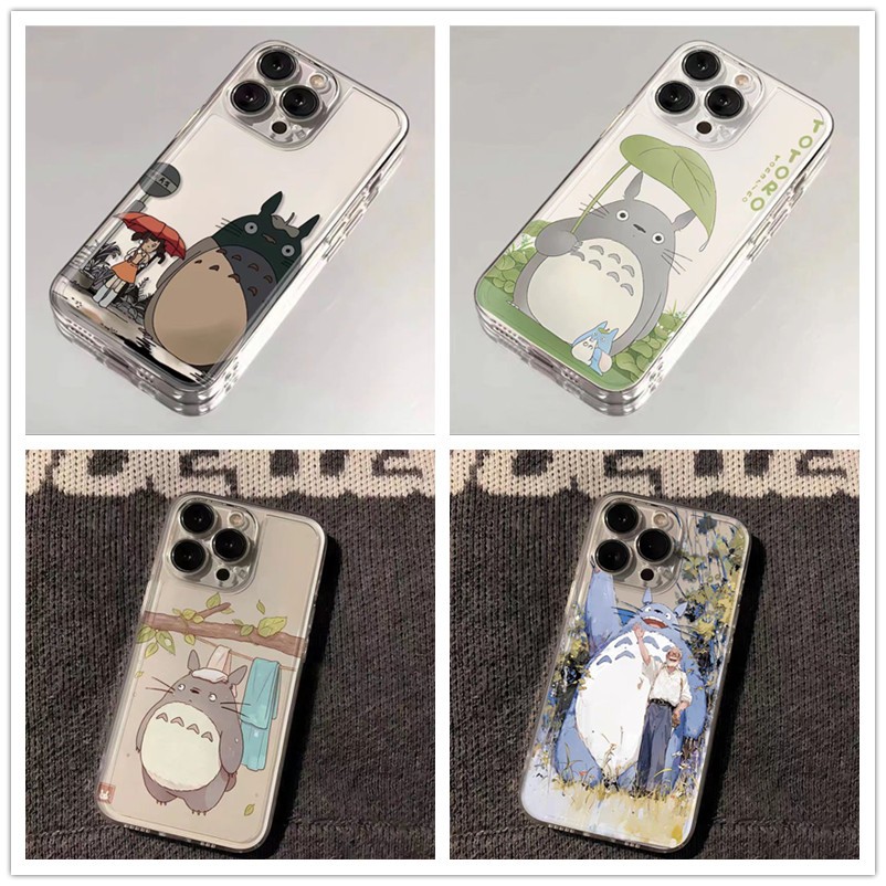 น่ารัก Totoro สําหรับ iphone 15 14 13 12 11 Pro MAX 15 16 7 8 6 6S Plus XR XS MAX X Soft TPU โปร่งใส Angel Eyes กรณี